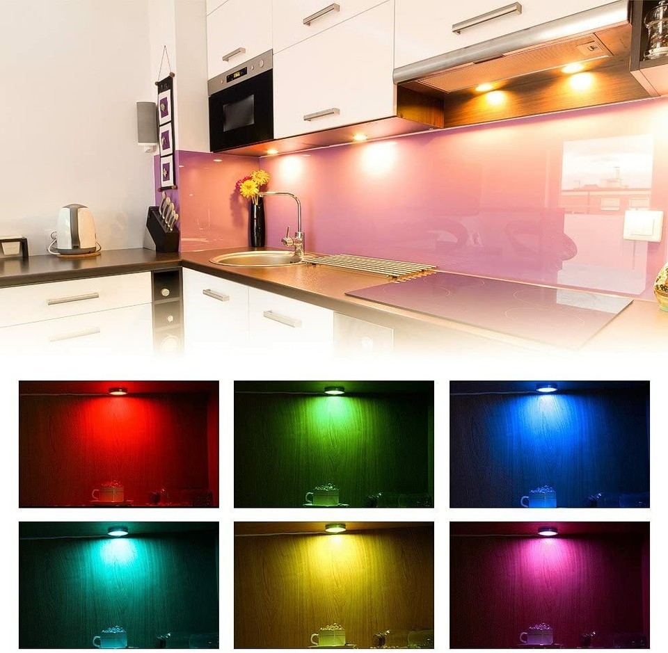 4PCS LED Cabinet Lights Under Cupboard Night Lamp Dimmable Kitchen with ...