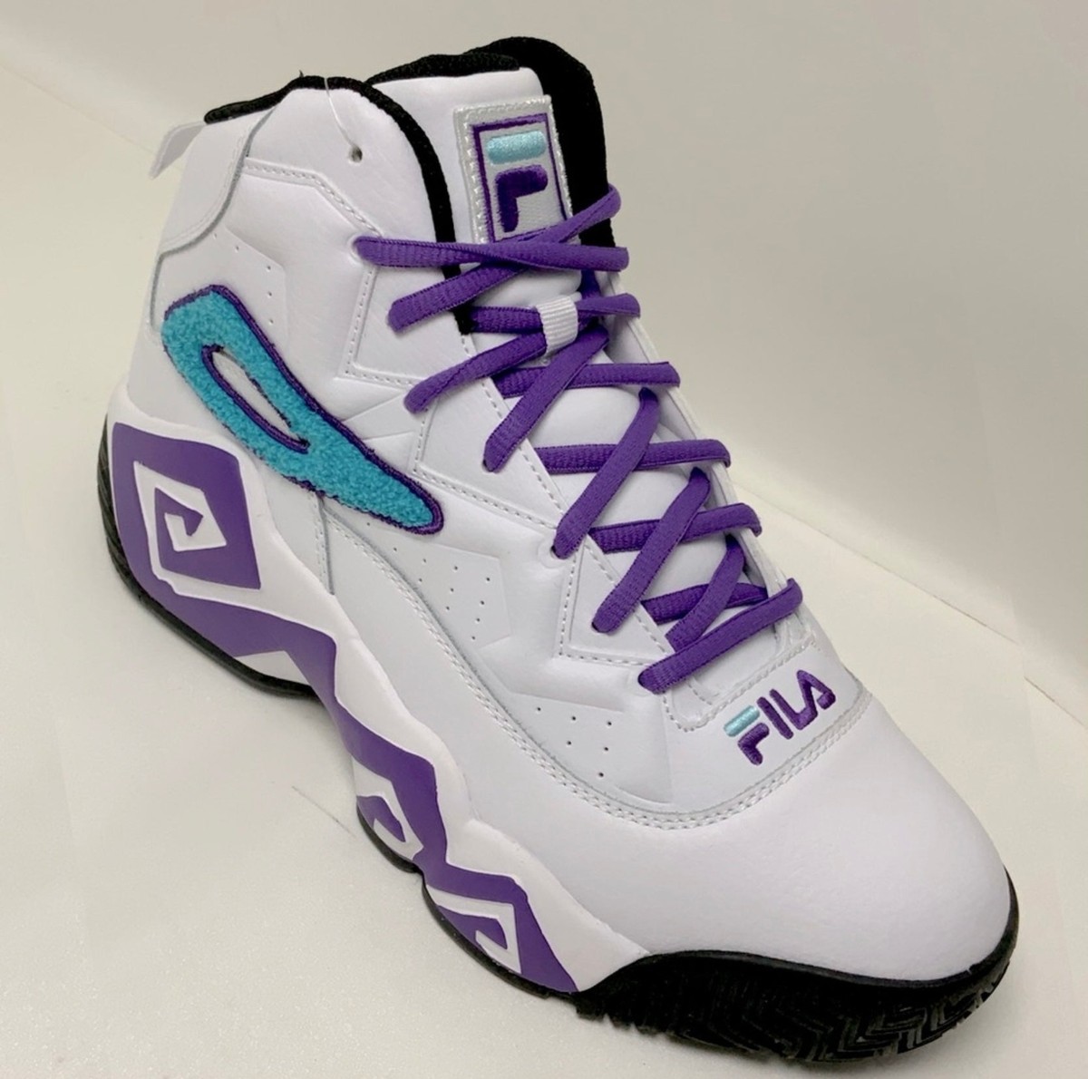 Men’s Fila MB Chenille White Purple Turquoise Sneakers NWT