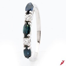 Anello 14K/585 Oro Bianco Zaffiro Brillanti - Valore