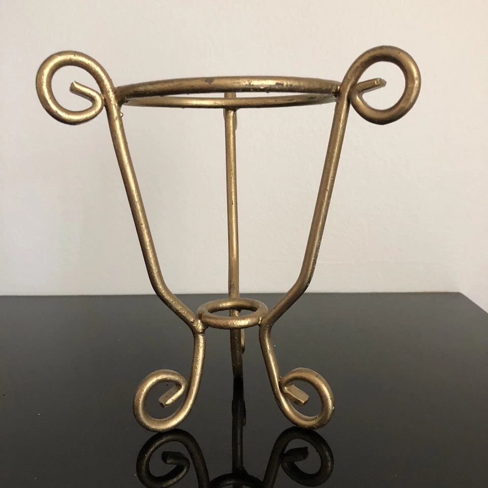 Gold Tone Wrought Iron Planter Base 7”Tall, 4.5”Across - Image 3 of 4