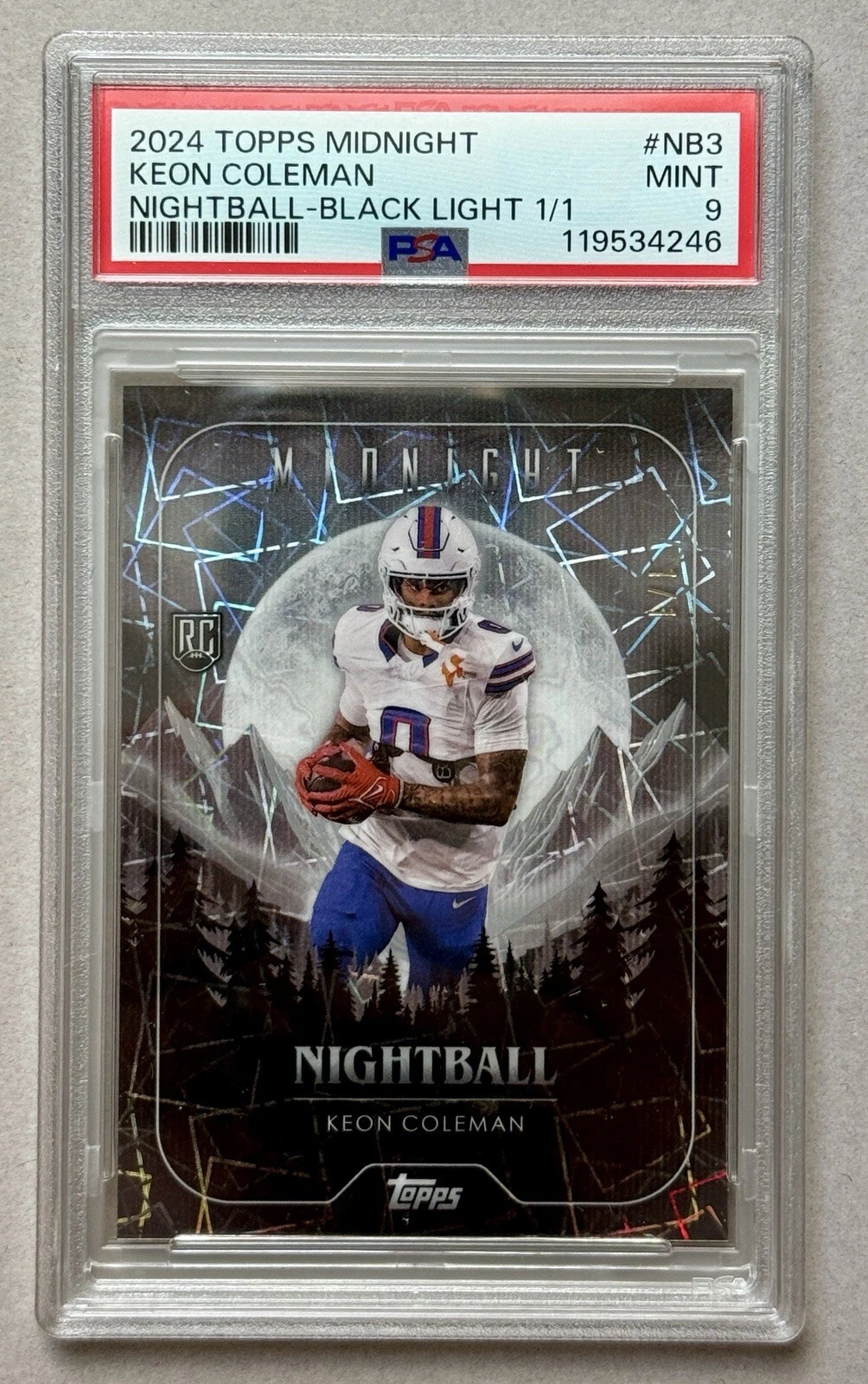 Keon Coleman Topps Midnight Nightball #NB3 Black Light 1/1