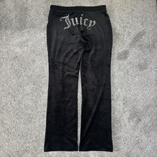 Juicy Couture Y2K Black Velour Rhinestone Pants Women's Large