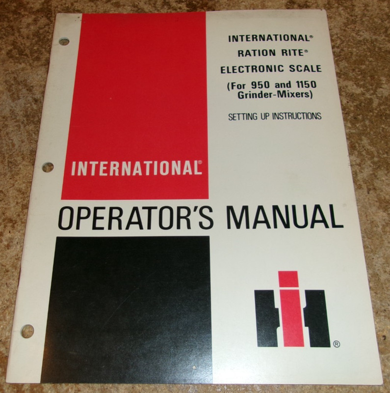 1975 international ration rite scale for 950/1150 grinders operators manual used