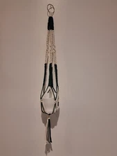 Macrame Plant Hanger, hunter green and beige