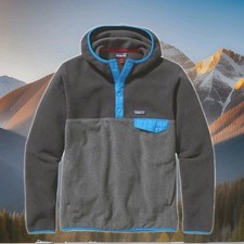 Patagonia Synchilla Snap-T Hoodie Pullover Sweater Jacket Mens Medium Grey Hoody