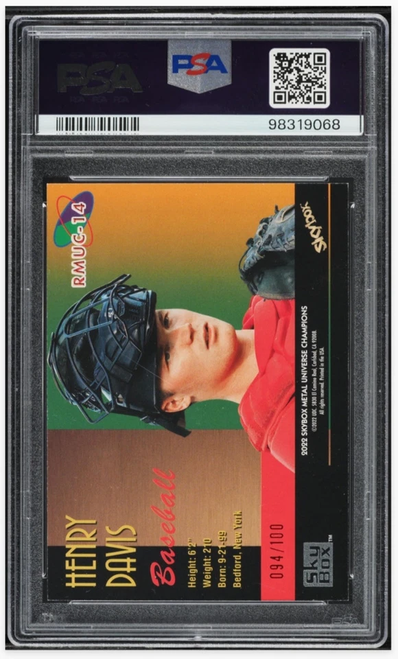 2022 ⚾ Metal Universe, Champions, Henry Davis, #94/100,  🔴 Pmg, PSA-8 - Image 2 of 3