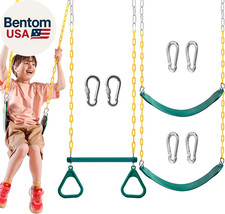 3 Pack Assorted Swing Set, Including 1 Gym Rings Trapeze Bar and 2 Pcs Swings wi
