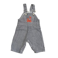 Vintage 70s Sears Overalls Baby 12/18m Navy Blue Stripe Railroad Train Conductor