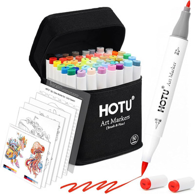 50 Alkoholmarker Mit Brush Tip Und Feinspitze Doppelseitig Schnell Trocknend Für