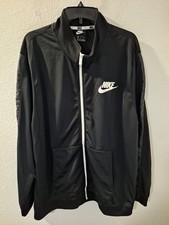 Nike Full Zip Track Jacket Black White Swoosh Performance Back Logo Men  s XXL
