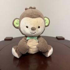Fisher Price Plush Brown Monkey Green Bow 2013 Snugamonkey 6 Stuffed Animal Toy