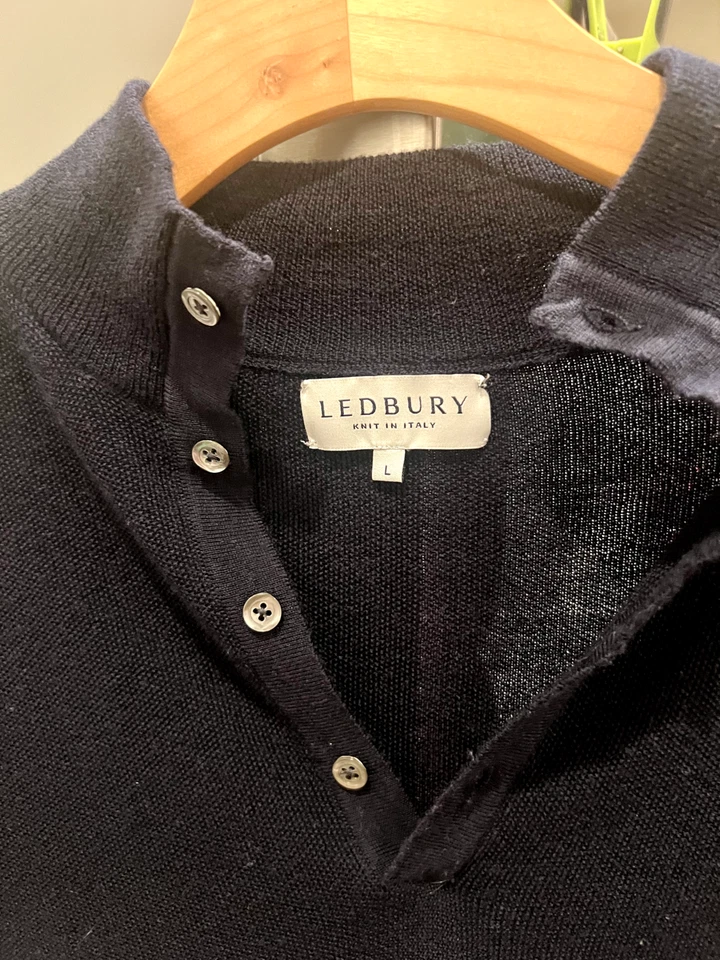 Suéter Ledbury Henley de Lana Merino Abotonada Azul Marino Grande Foto 2 de 4