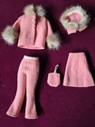 Vintage early 1960s Handmade Fur-trimmed 5 piece outfit for Barbie