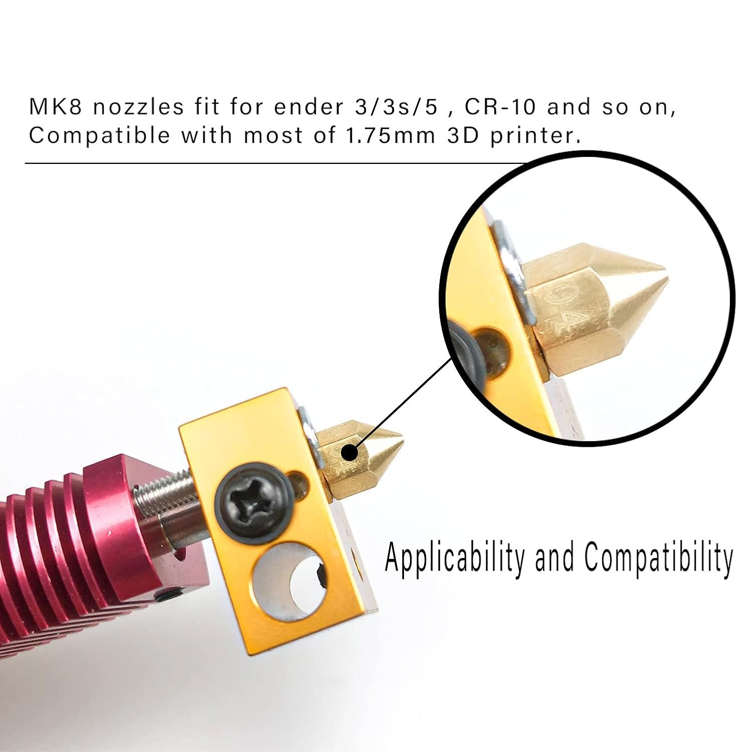 MK8 Nozzles 24 pcs 3D Printer Extruders Brass 0.2mm, 