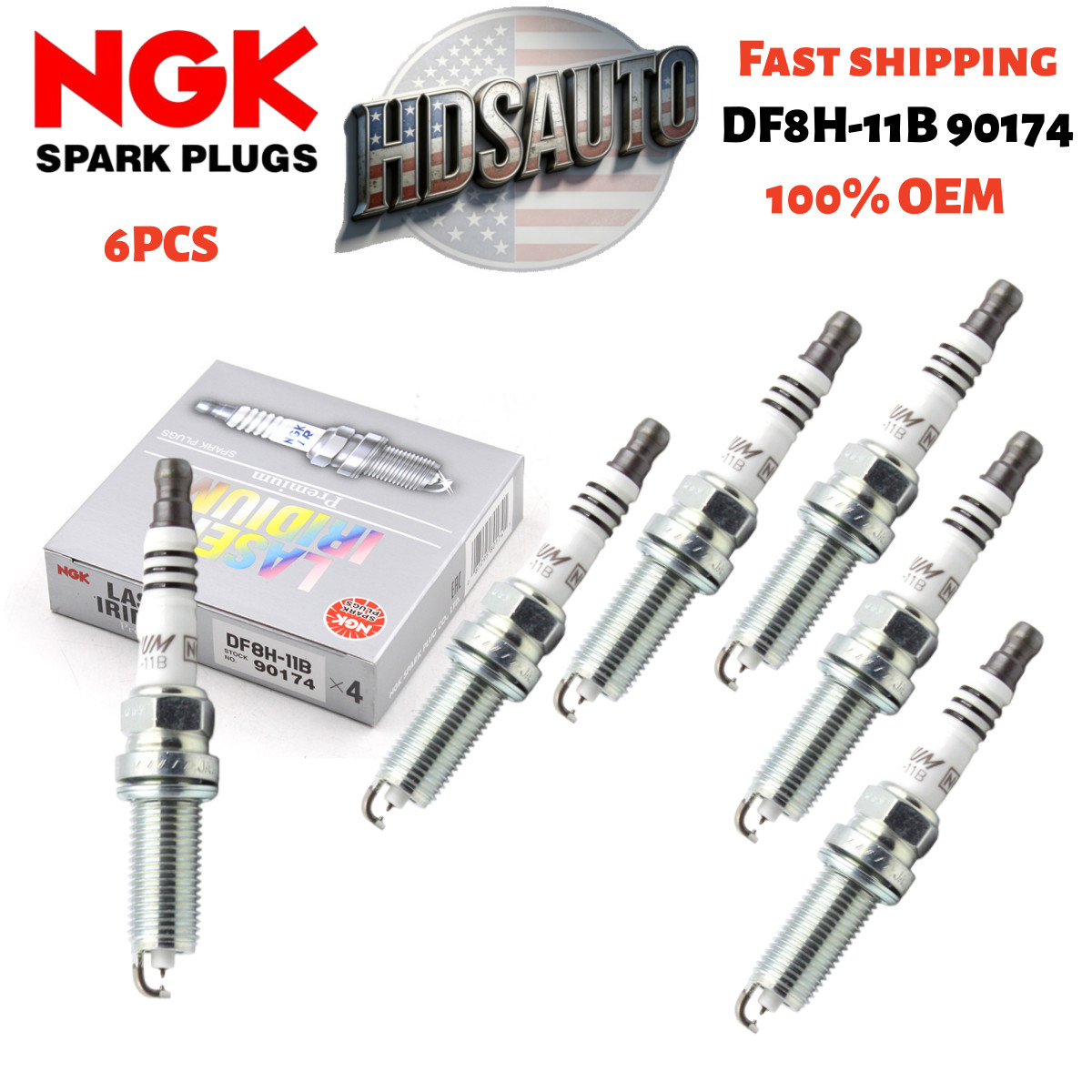 6 PCS OEM NGK 90174 Laser Iridium Spark Plugs DF8H-11B for Nissan Infiniti