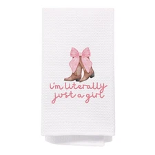 I'm Literally Just a Girl Coquette Western Kitchen Hand Towels 16x24"