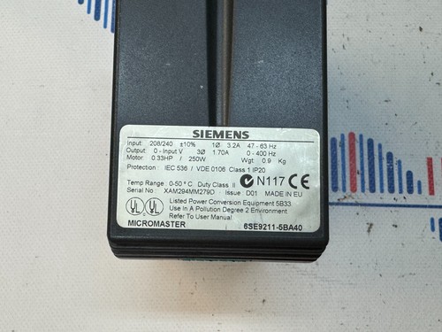 Siemens Micromaster 6SE9211-5BA40 0.25kW 230V - Bild 4 von 6