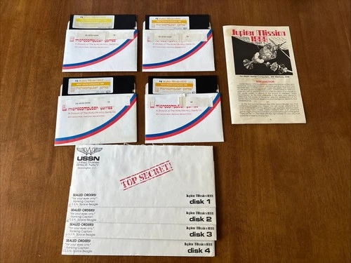 1985 Avalon Hill Jupiter Mission 1999 Atari Disks (1-4) Plus Manuals and Orders