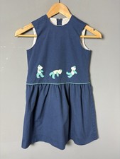 Vintage 80s CHOCOLATE SOUP Girls Kids Size 7 Navy Blue Panda Bear Casual Dress