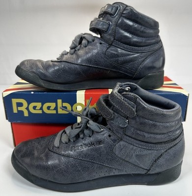 Reebok Freestyle Hi Damen Classic Trainers Hi-Top Sneaker Smokey Indigo - UK 5