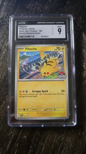 Pokemon 2024 Black Star Promo World Championships Pikachu #190 CGC 9