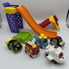 Vtech Go Go Smart Wheels Bundle Cars & Some Track Police Helicopter Race Car 