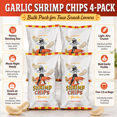4 Pack Trader Joe's Shrimp Chips Garlic 3.5 oz