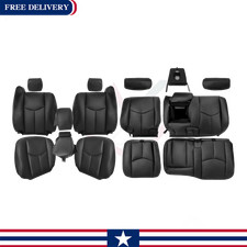 2003-2006 Fits Chevy Silverado Gmc Sierra Front Rear Leather Seat Cover Black 2003-2006 Fits Chevy Silverado Gmc Sierra Front Rear Leather Seat Cover Black