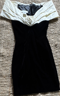 Jessica McClintock Gunne Sax Wiggle Dress Black White Evening Party Size 7/8