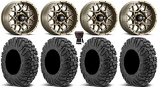 ITP Hurricane 14" Wheels Bronze 28" MotoVator Tires Suzuki KingQuad