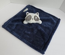 Chick Pea Raccoon Baby Security Blanket Navy Blue Plush Lovey 2018 13" x 13"