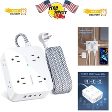 Power Strip with 2 USB C & 6Ft Extension Cord: Ideal for Dorm Room Essentials