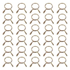 30Pcs 15mm ID 17.5mm OD Fuel Line Hose Clips 65Mn Spring Clips Clamps Gold