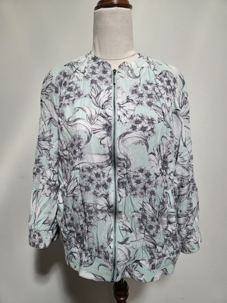  Sportscraft 3/4 Sleeve Floral Print Bomber Jacket Size 12 Excellent Condition 