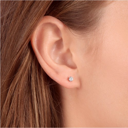 1/2Ct T.W. Diamond (Real) Natural 14k White Gold Studs Women's Earrings (GH/I1) - Picture 2 of 5