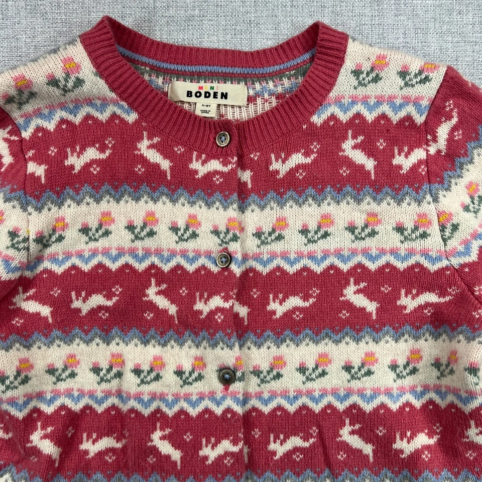 Мини Boden розовый Fair Isle кардиган шерсти смесь свитер девочек 11-12 лет Cottagecore - Изображение 2 из 4