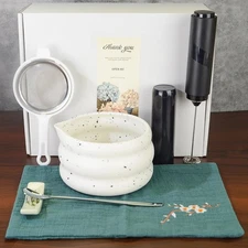 Matcha Whisk Set 6Pcs,Matcha Kit Includes Bowl with spout,Versatile Electric ...