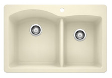 Blanco 2-Hole Double-Basin Granite Kitchen Sink in Biscuit, 440217