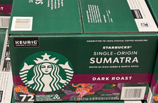 Starbucks Dark Roast K-Cup Coffee Pods Single-Origin Sumatra 72 ct Sealed Case