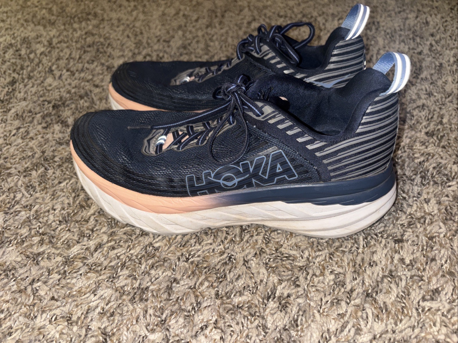 Hoka Shoes Bondi 6 Womens 9 Running Athletic Sport Comfort Cushion Blue Pink thumbnail 4