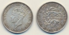 Cyprus: 1940 King George VI ASW 0.16oz Silver 9 Piastres, Scarce 