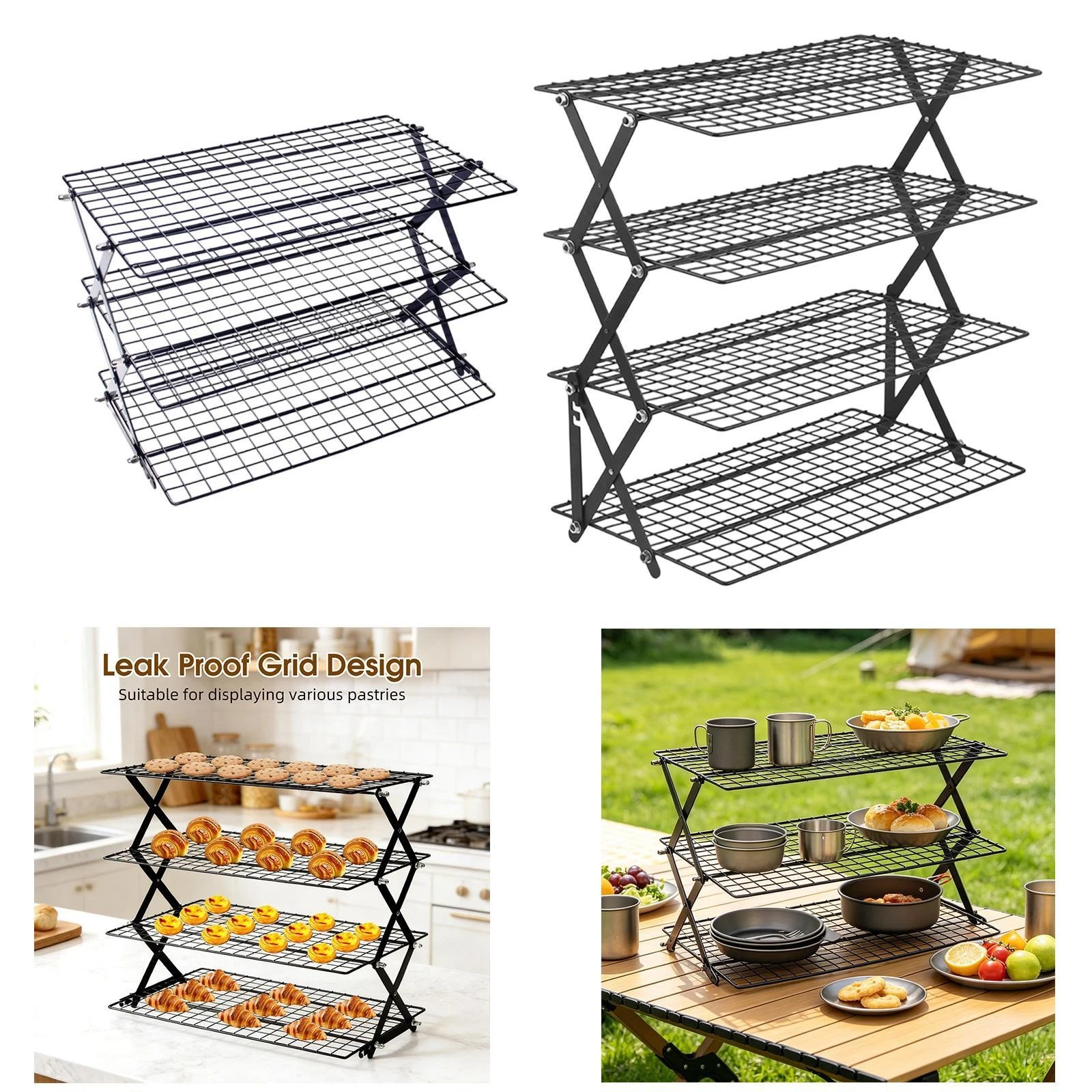 Collapsible Cooling Rack Folding Cooling Grid Household Kitchen Organizer Wire