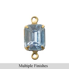 10x8mm Light Sapphire Faceted Glass Octagon Stone in 2 Loop Setting