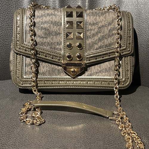 Michael Kors Large Studded Soho Frame Out Shoulder Bag - Brown/gold