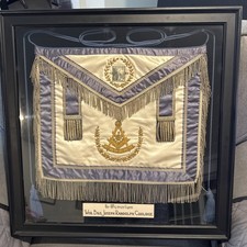 1920's Masonic Memorial Apron Joseph Randolph Coolidge Hand Made Framed RARE  