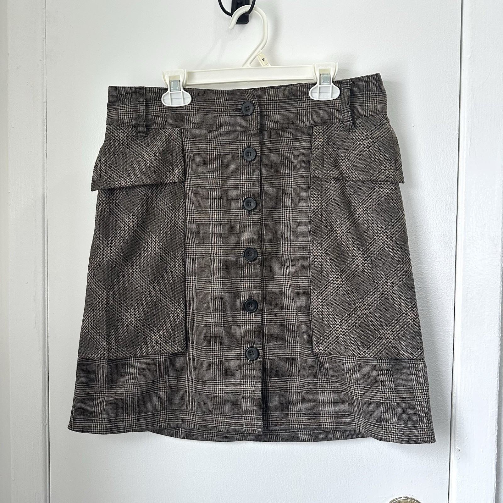 Zara Basic Plaid Button Front Short A-Line Skirt … - image 2