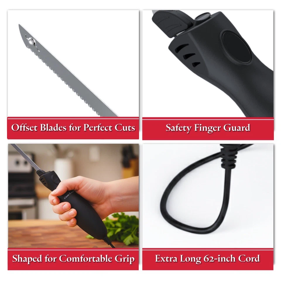 Cuchillo eléctrico Black Decker Comfortgrip cuchillas de acero inoxidable negro 9" Ek510B Foto 2 de 4