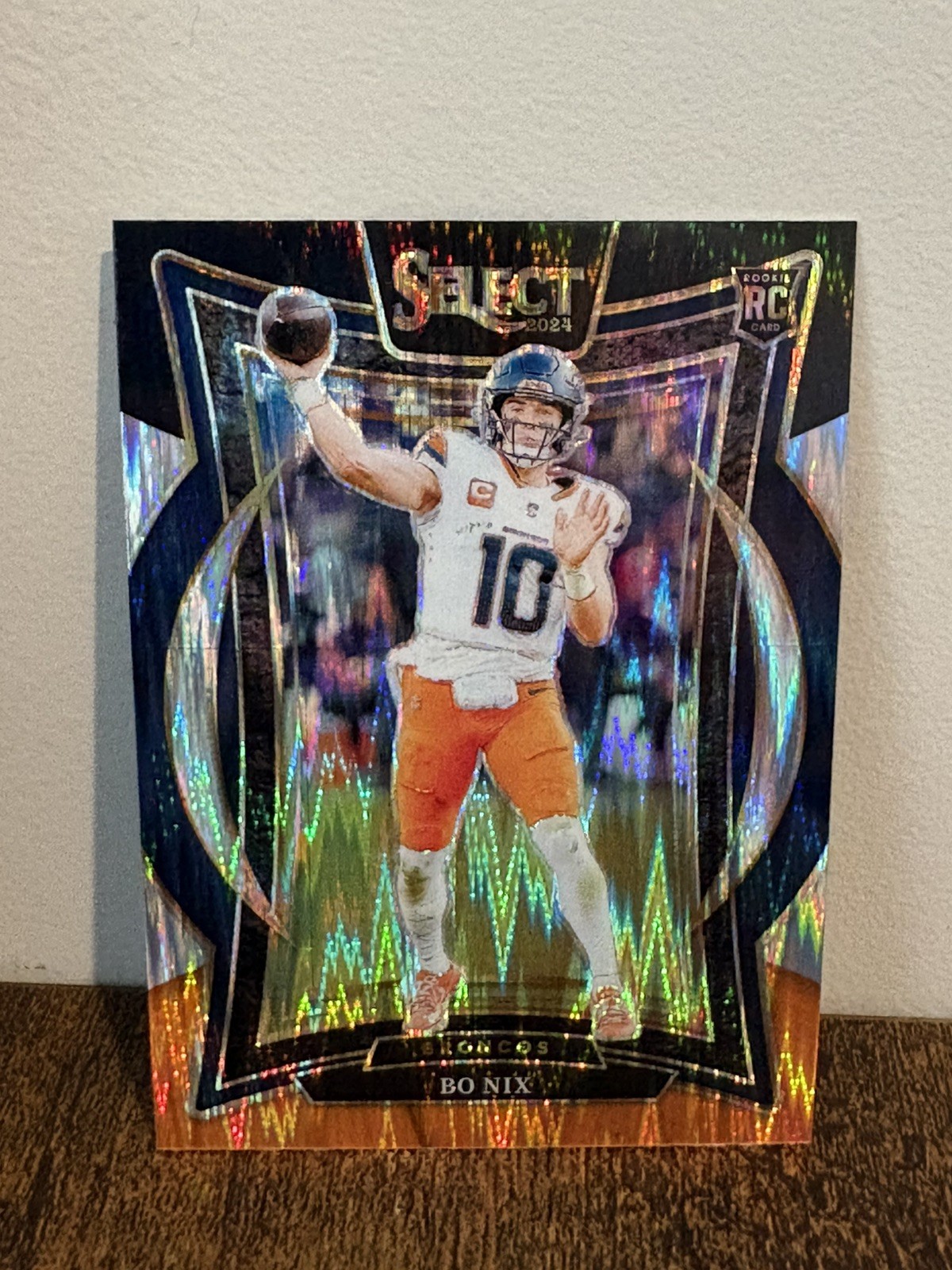 2024 Panini Select - Concourse Bo Nix #30 Black And Orange Shock Prizm (RC)