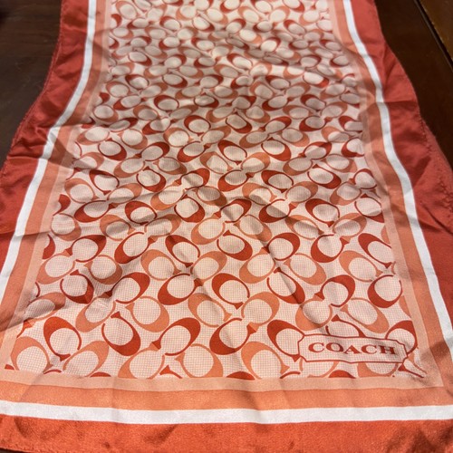 Vintage Coach Schal 100 % Seide rechteckig mit C Signatur Logo orange 58” x 10”