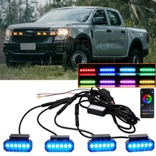 4X Kits de luces de circulación de parrilla delantera LED RGB ahumadas ‎para Ford Ranger XL XLT